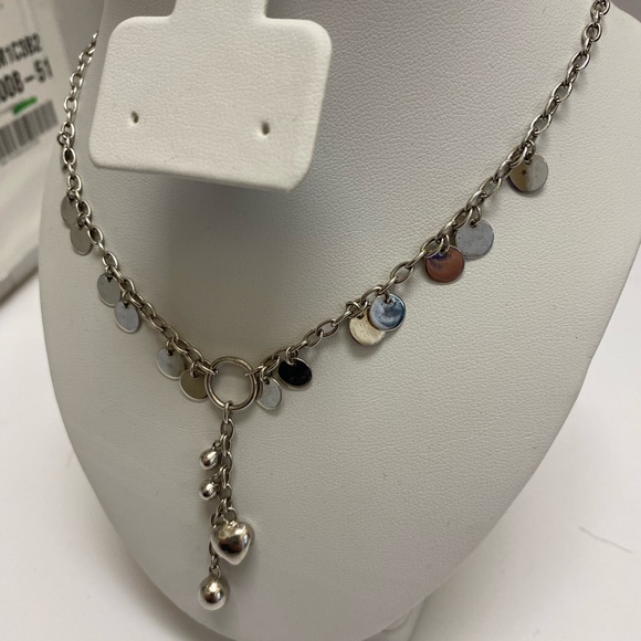 Vintage silver girls necklace, with hearts - Picture 2 of 5